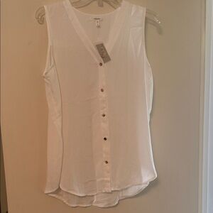 Maurices White Sleeveless Blouse with Button Detail